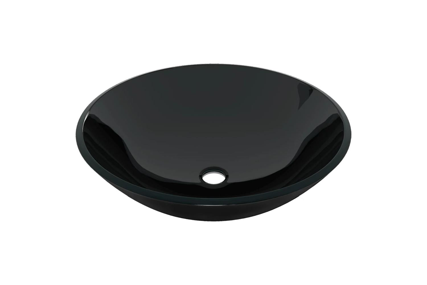 Vidaxl 3098449 Bathroom Sink With Tap And Push Drain Black Tempered Glass-6