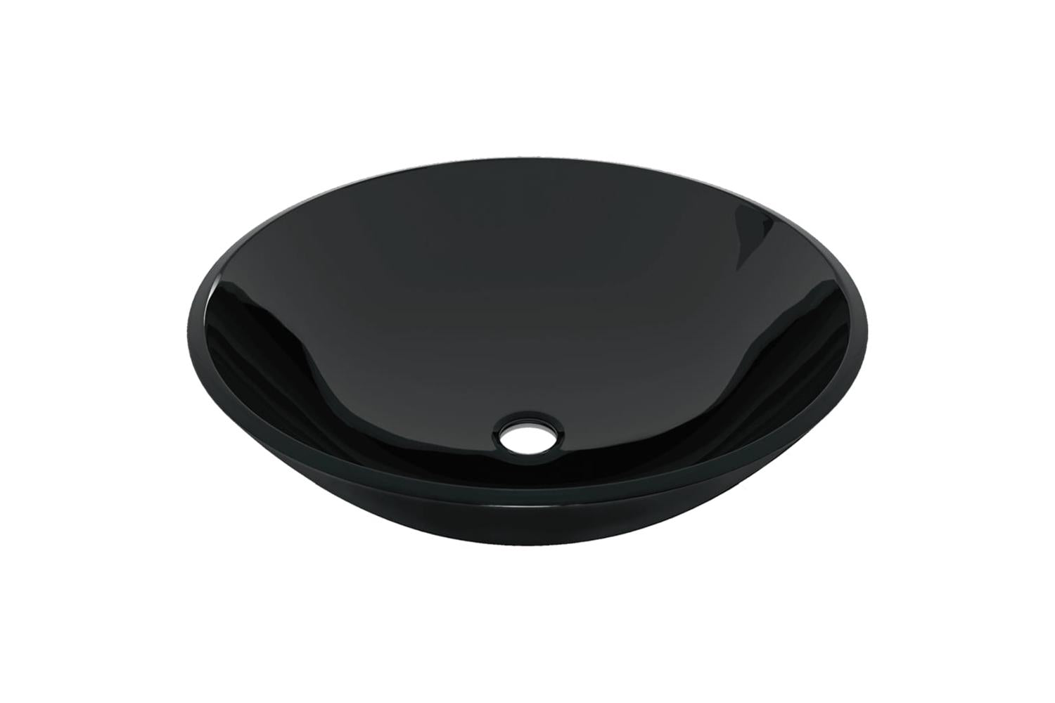 Vidaxl 3098453 Bathroom Sink With Tap And Push Drain Black Tempered Glass-6
