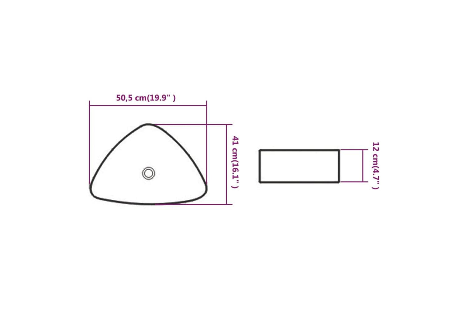 vidaXL 142345 Basin Triangle Ceramic White 50.5x41x12cm-5