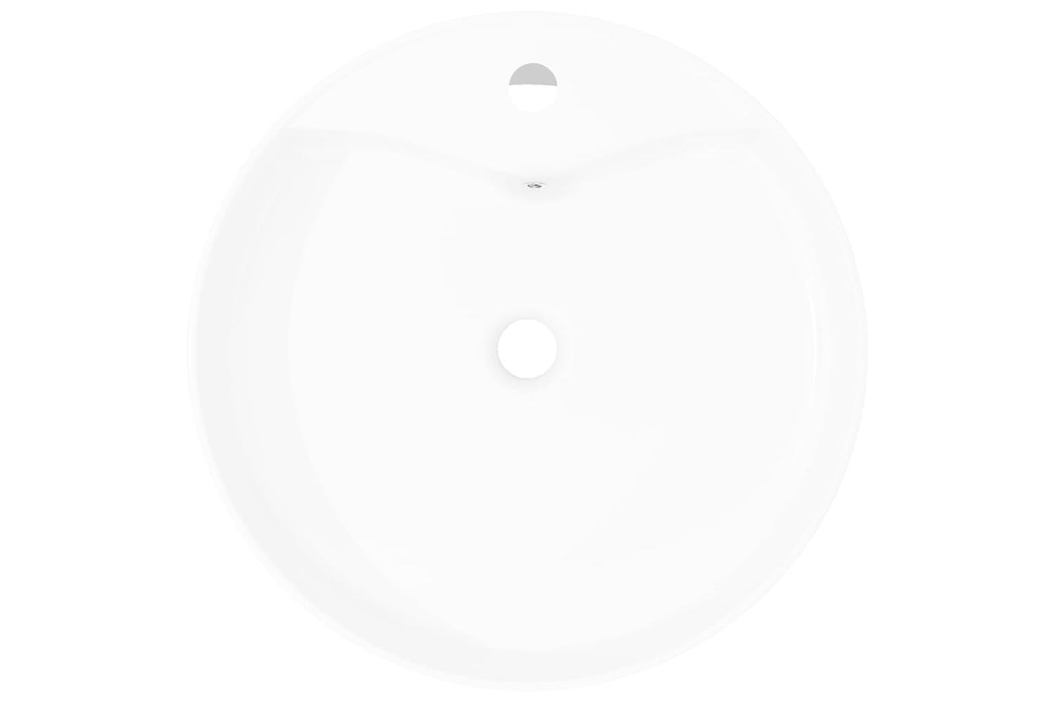 Vidaxl 141938 Ceramic Bathroom Sink Basin Faucet/overflow Hole White Round-3