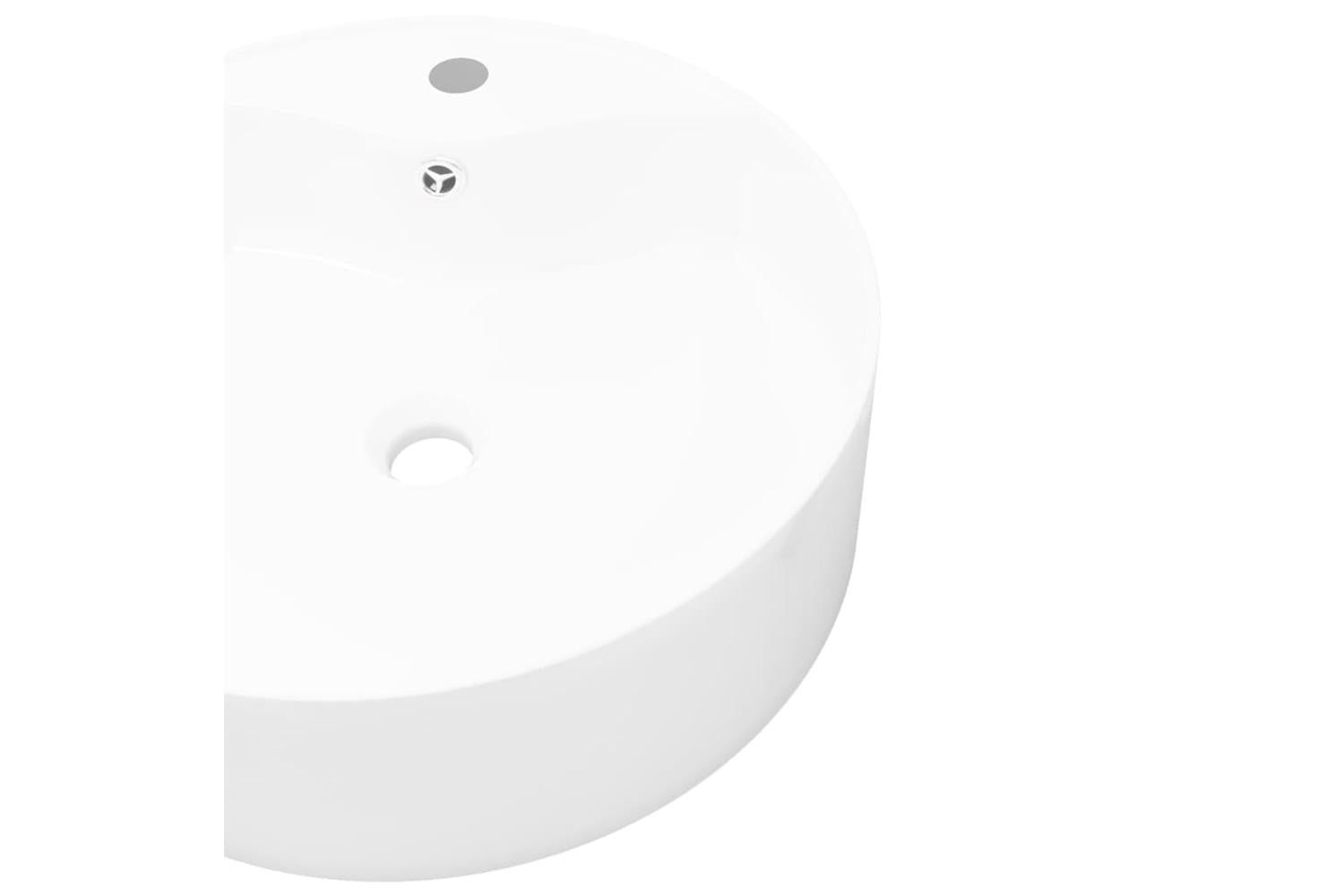 Vidaxl 141938 Ceramic Bathroom Sink Basin Faucet/overflow Hole White Round-4