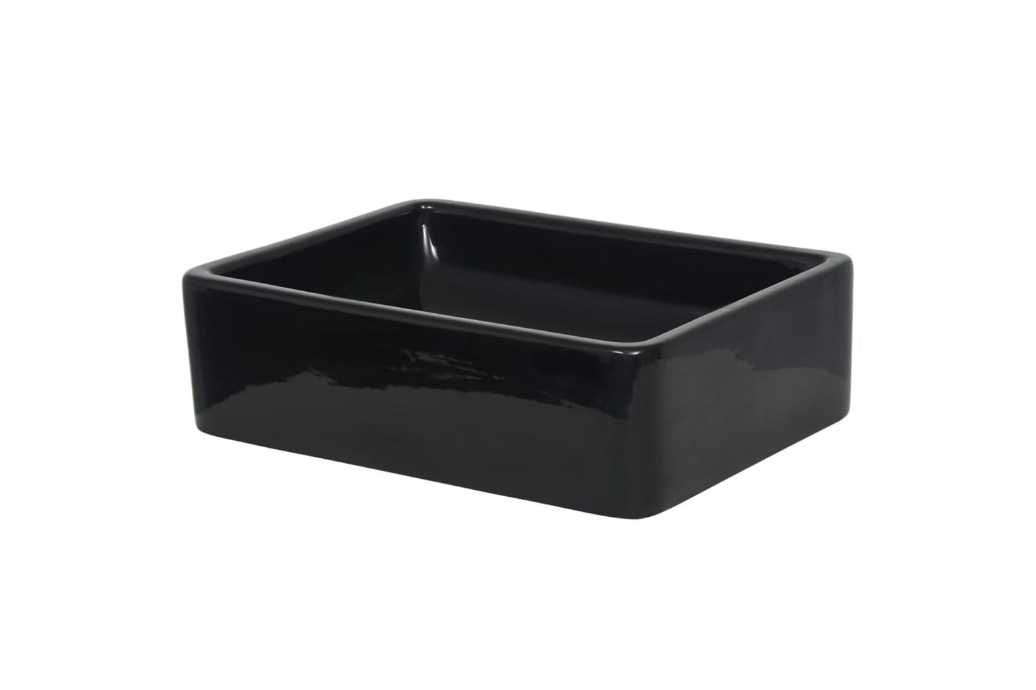 vidaXL 142734 Basin Ceramic Rectangular Black 41x30x12cm-4