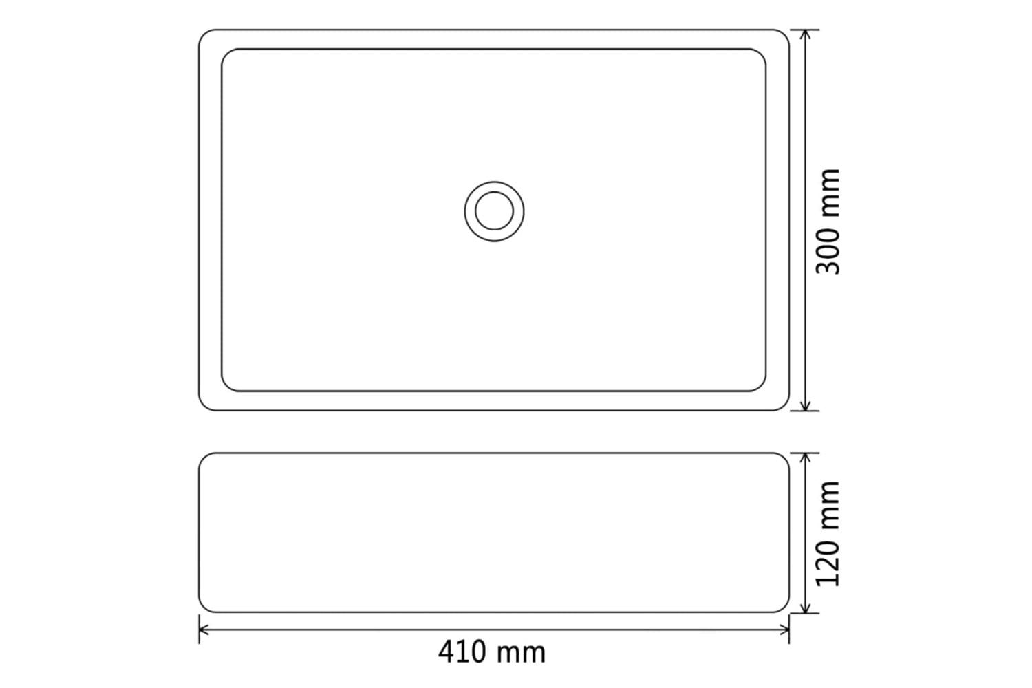 vidaXL 142734 Basin Ceramic Rectangular Black 41x30x12cm-6