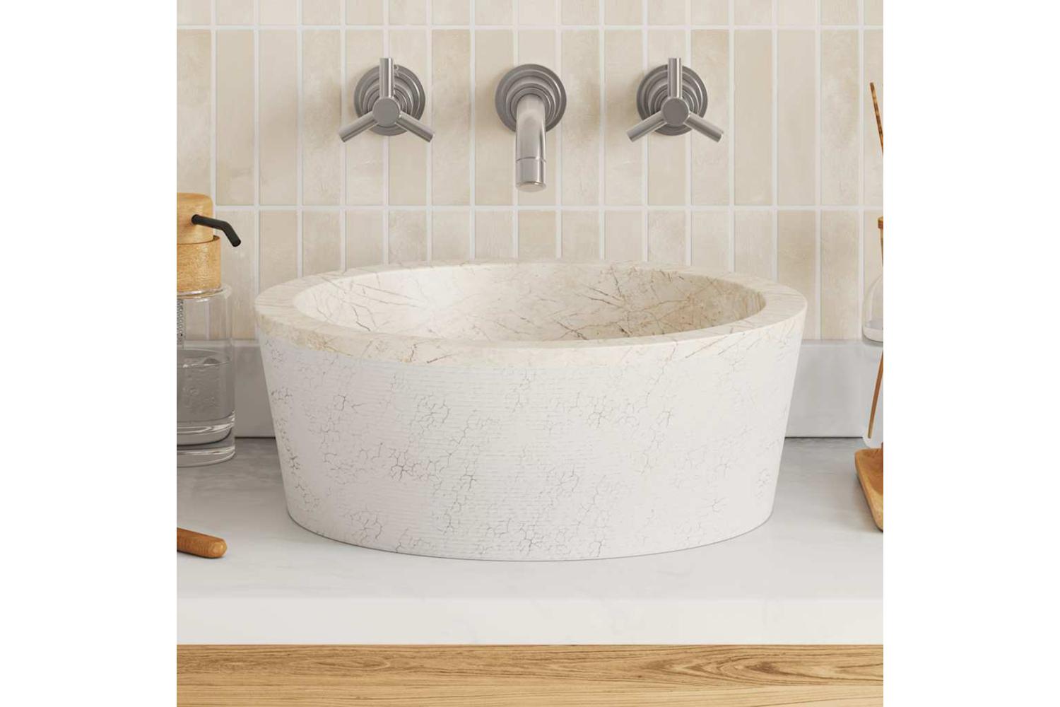 Vidaxl Sink Cream Ã˜40x15 Cm Marble