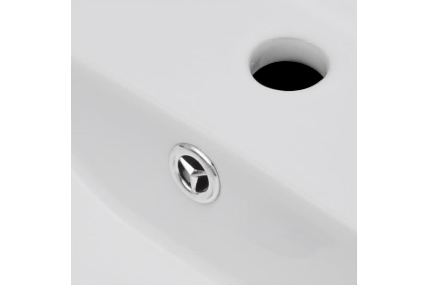 Vidaxl 141932 Ceramic Bathroom Sink Basin Faucet/overflow Hole White Rectangular-5