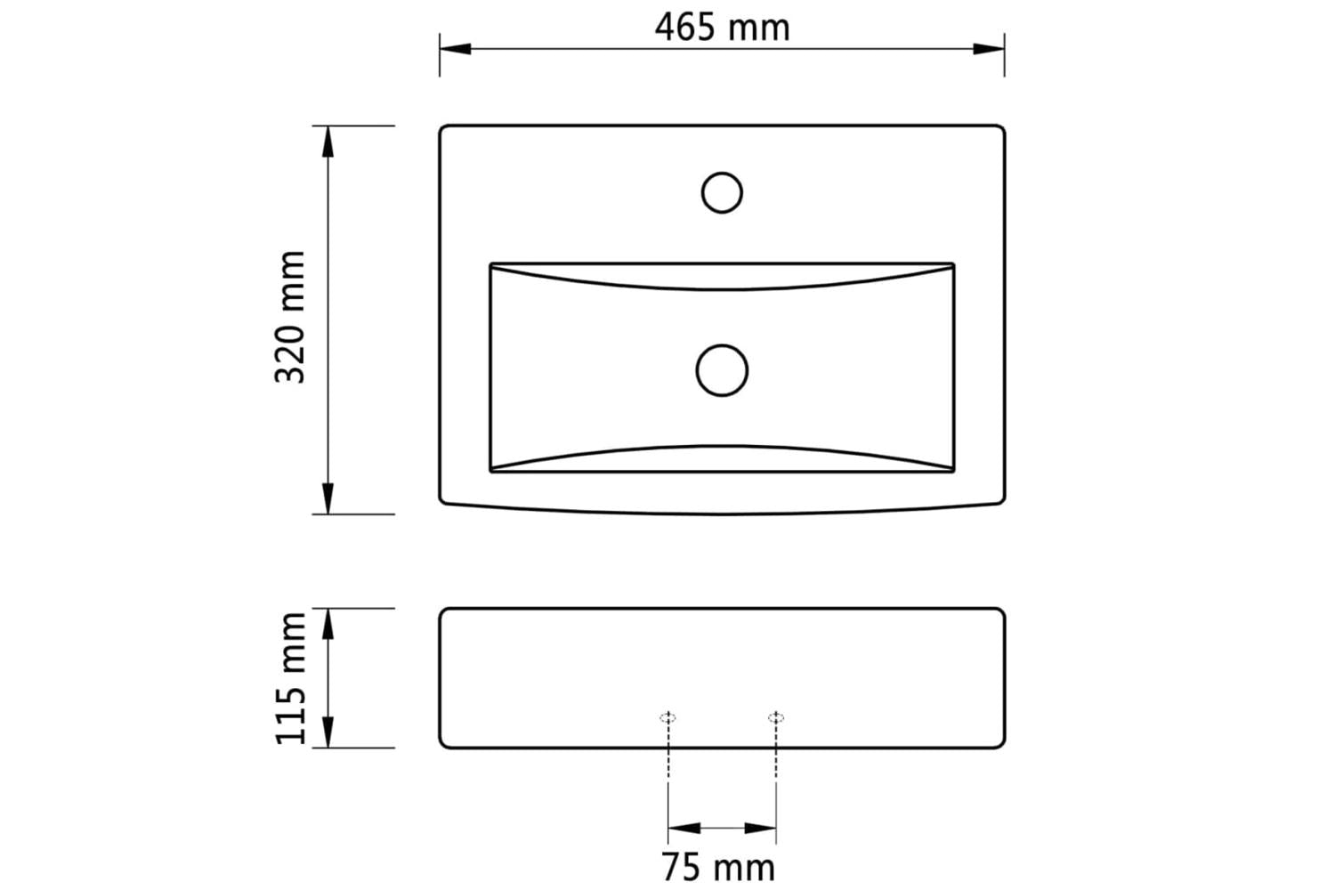 Vidaxl 141932 Ceramic Bathroom Sink Basin Faucet/overflow Hole White Rectangular-6