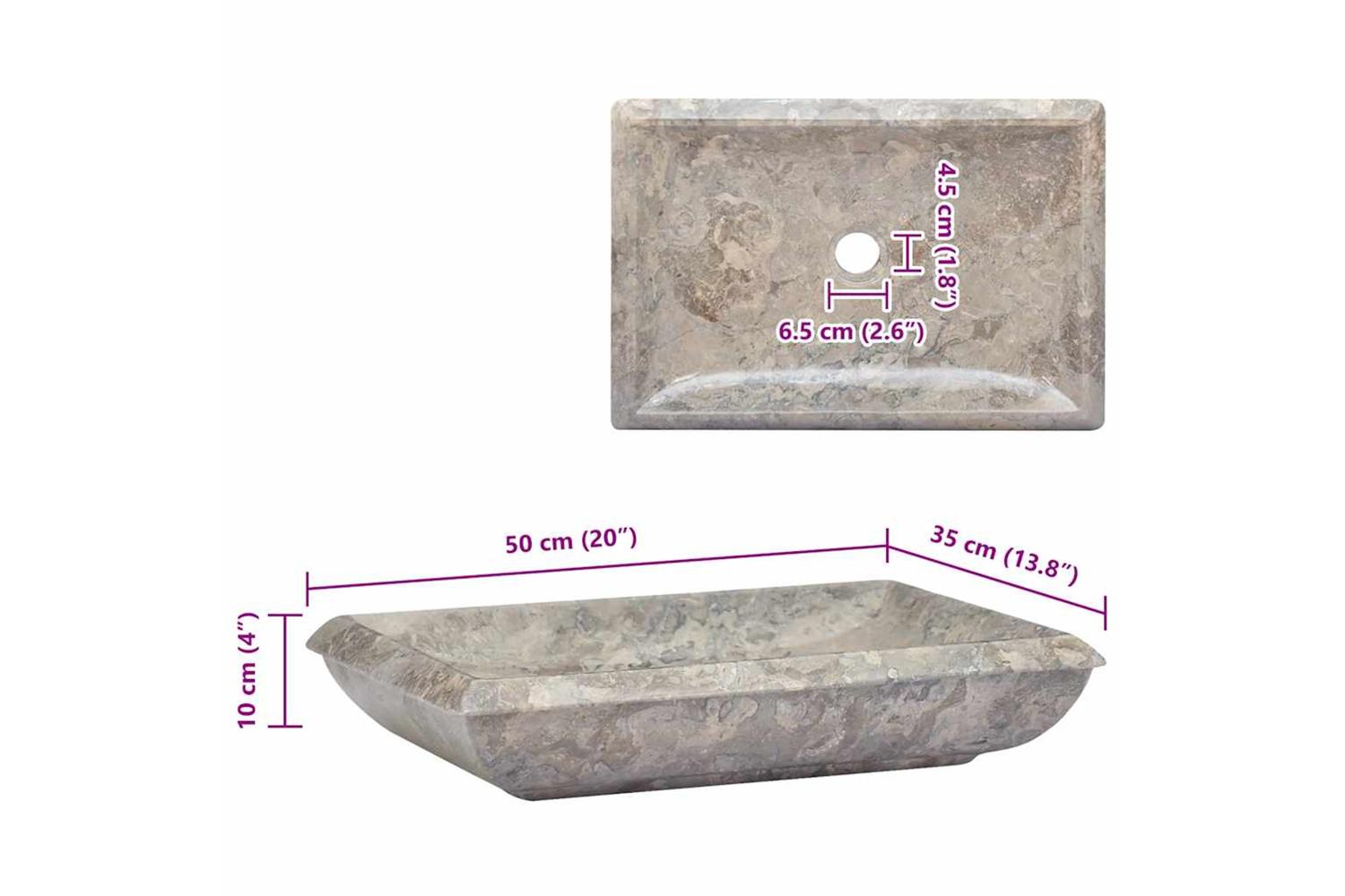 Vidaxl Sink Grey 50x35x10 Cm Marble-8