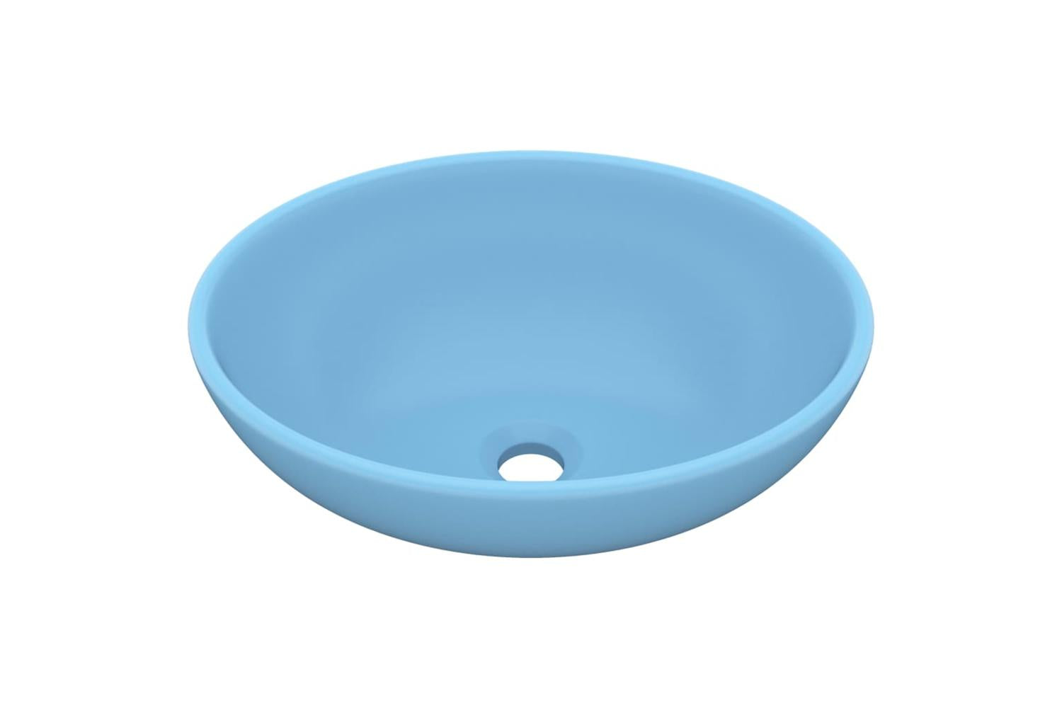 vidaXL 146923 Luxury Basin Oval-shaped Matt Light Blue 40x33cm Ceramic-2