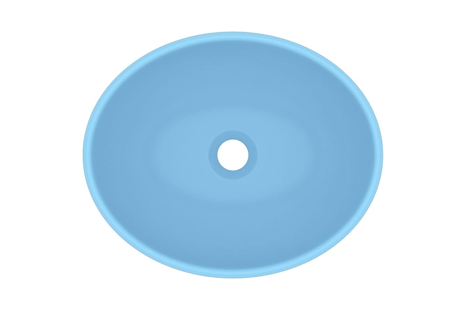 vidaXL 146923 Luxury Basin Oval-shaped Matt Light Blue 40x33cm Ceramic-4
