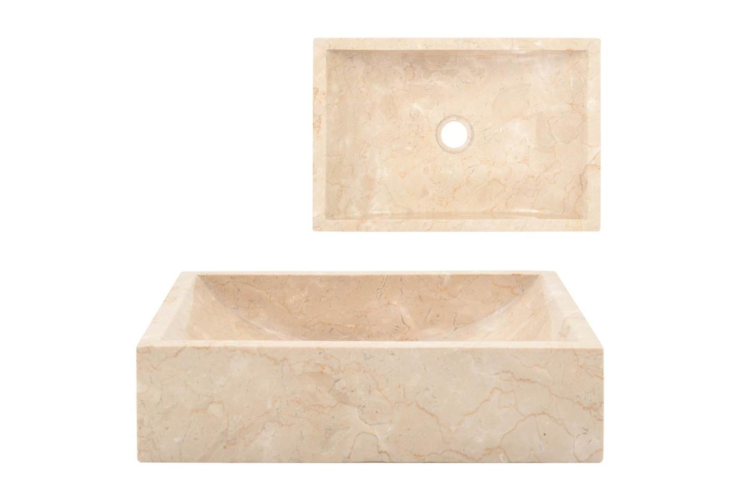 Vidaxl Sink 45x30x12 Cm Marble High Gloss Cream-2