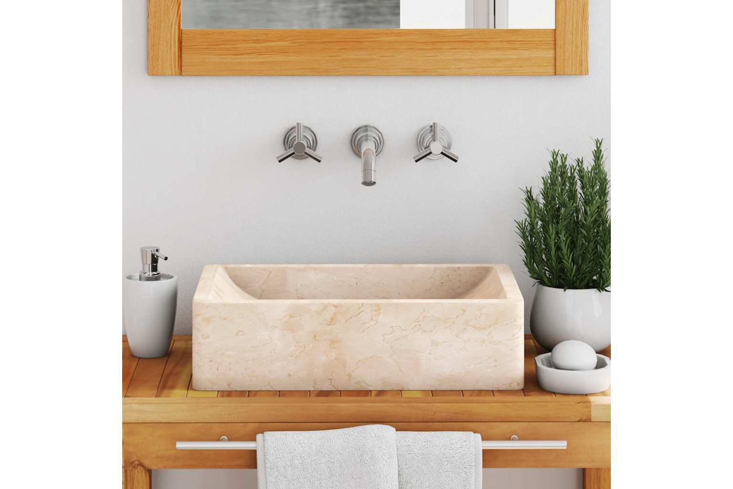 Vidaxl Sink 45x30x12 Cm Marble High Gloss Cream-3