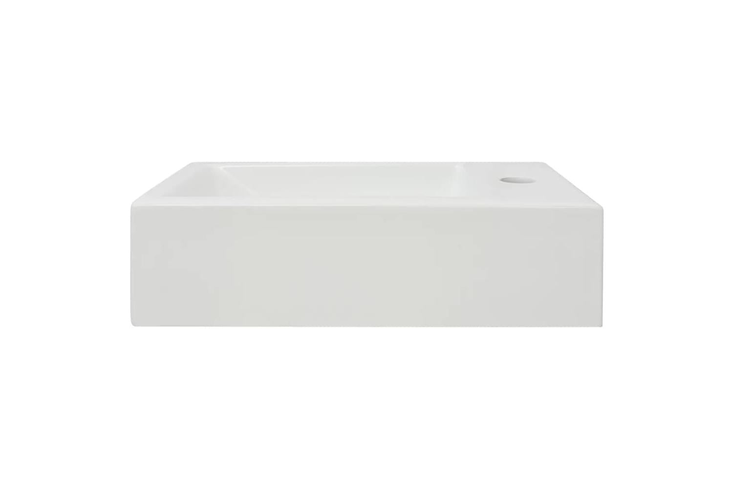 vidaXL 142343 Basin With Faucet Hole Rectangular Ceramic White 46x25.5x12cm-4