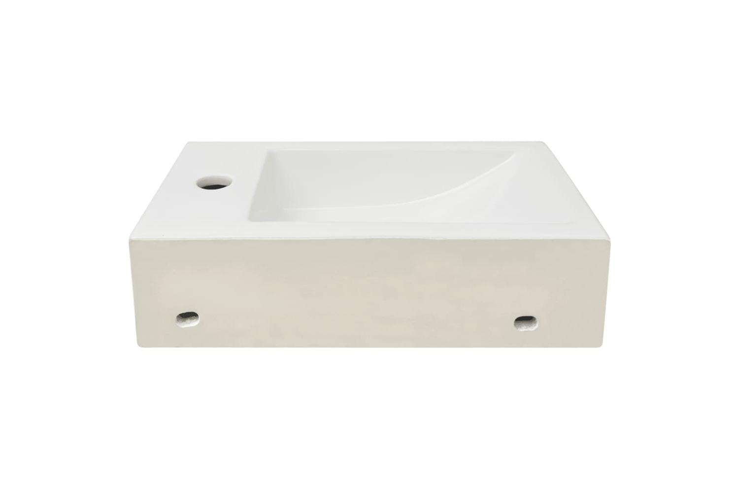 vidaXL 142343 Basin With Faucet Hole Rectangular Ceramic White 46x25.5x12cm-5