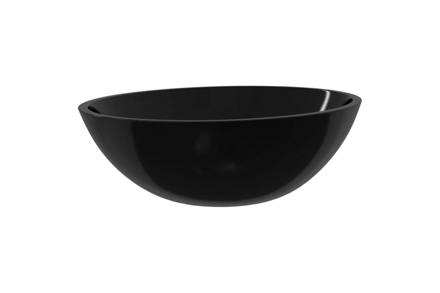 vidaXL 345249 Basin Glass 50x37x14cm Black-2