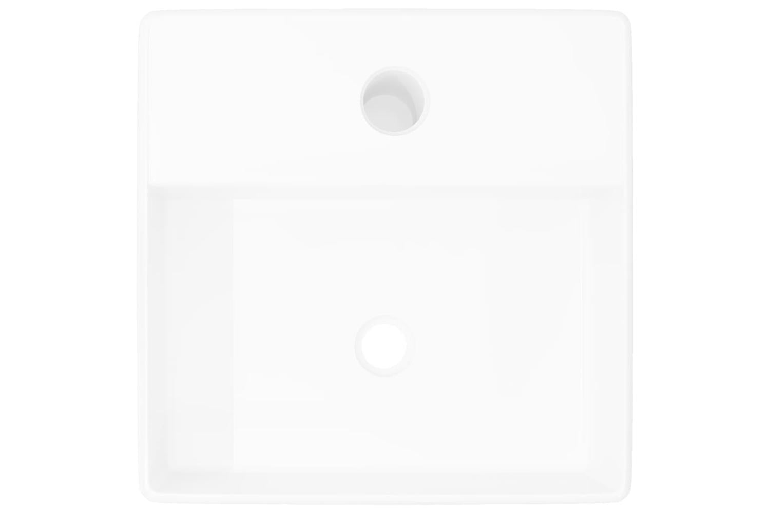 Vidaxl 141940 Ceramic Bathroom Sink Basin With Faucet Hole White Square-3