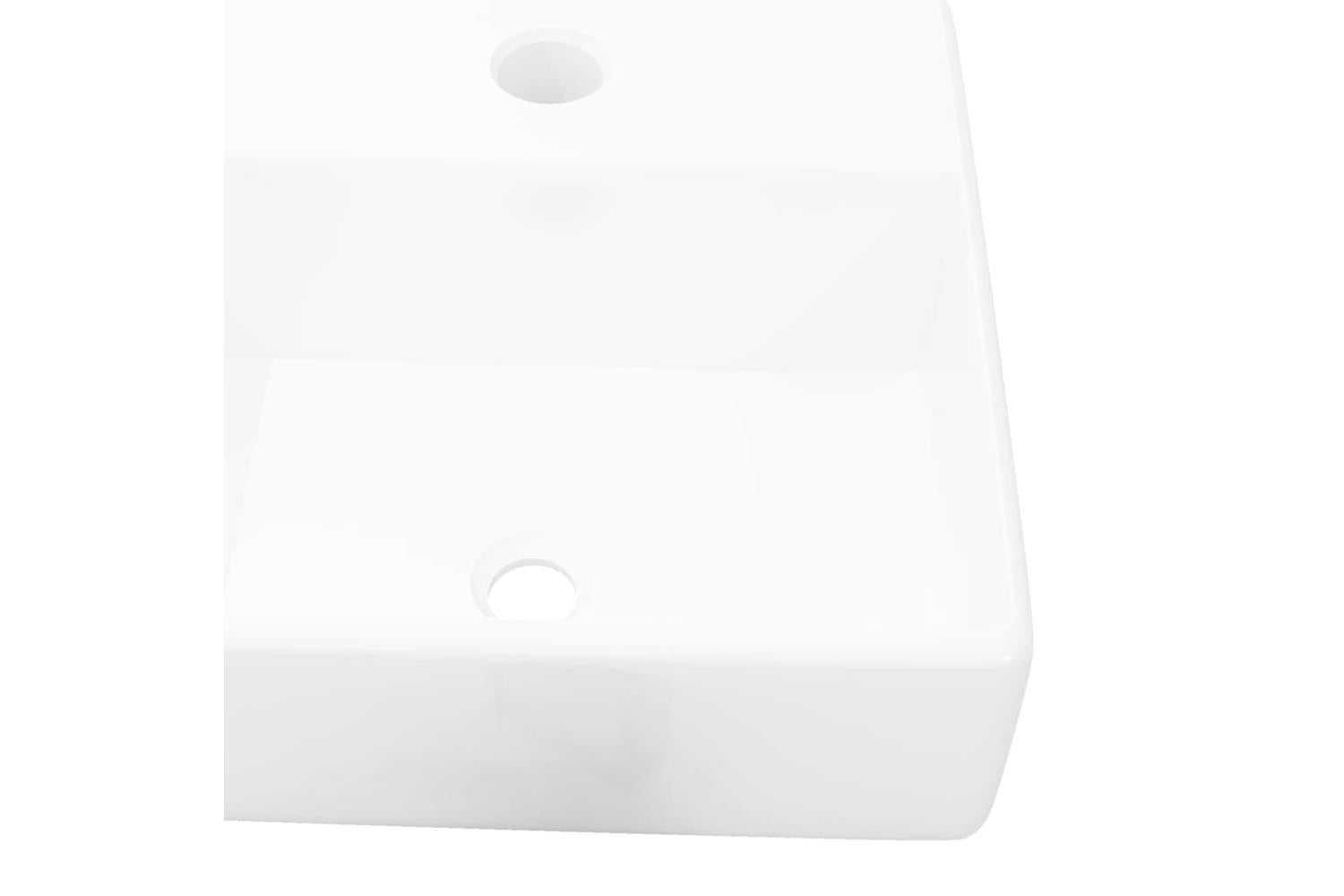 Vidaxl 141940 Ceramic Bathroom Sink Basin With Faucet Hole White Square-4