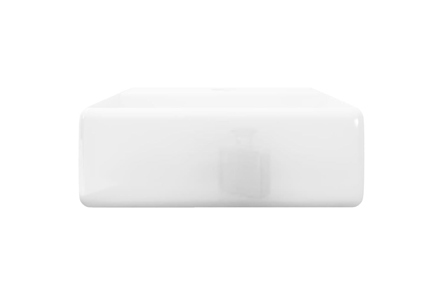 Vidaxl 141940 Ceramic Bathroom Sink Basin With Faucet Hole White Square-5
