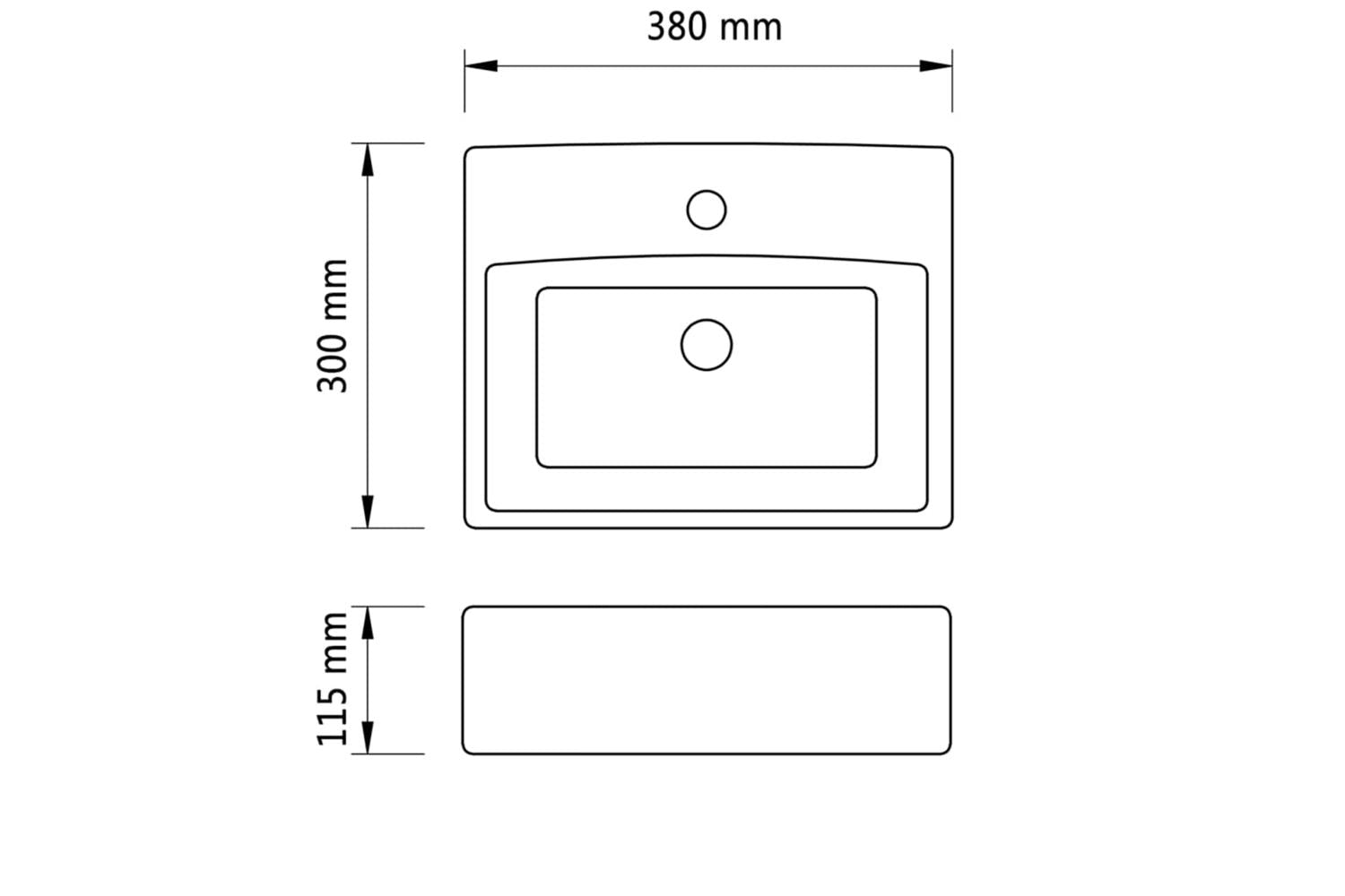 Vidaxl 141940 Ceramic Bathroom Sink Basin With Faucet Hole White Square-6