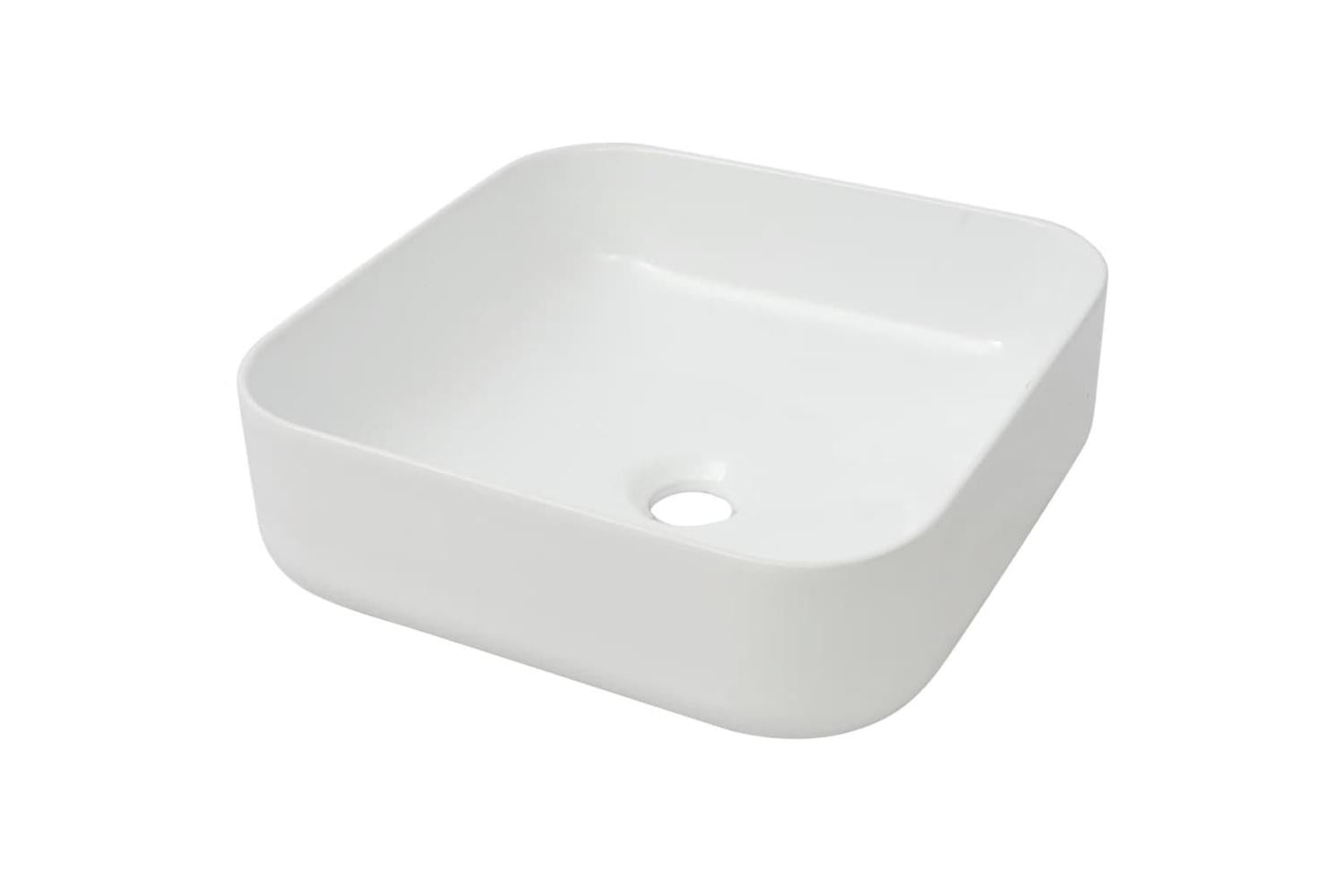 vidaXL 142338 Basin Square Ceramic White 38x38x13.5cm-2