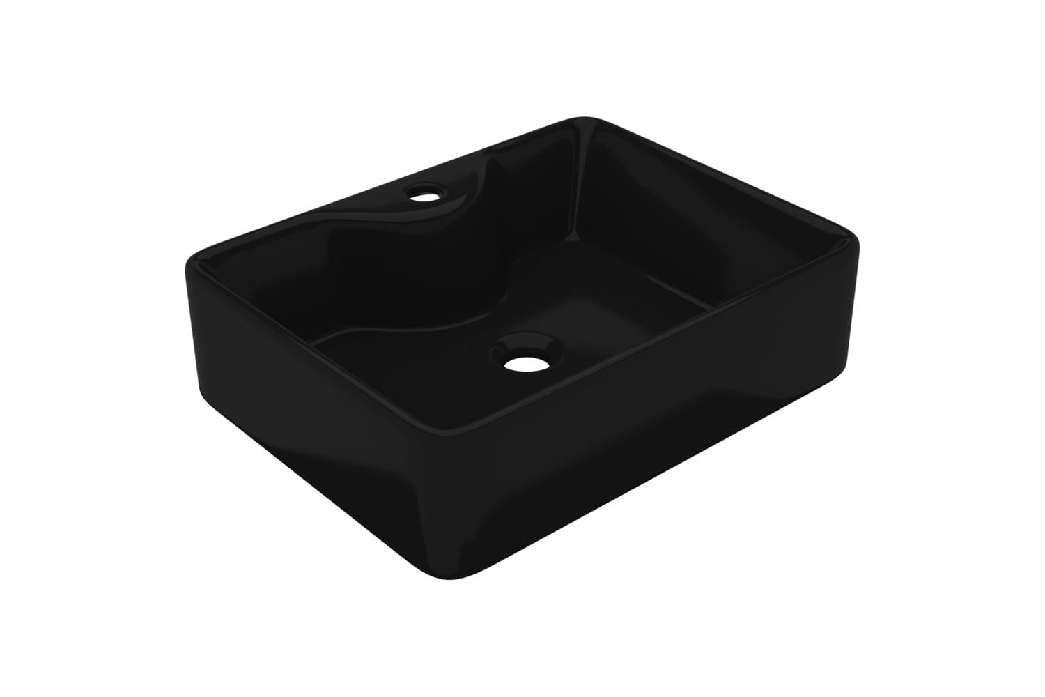 Vidaxl 141937 Ceramic Bathroom Sink Basin With Faucet Hole Black Square