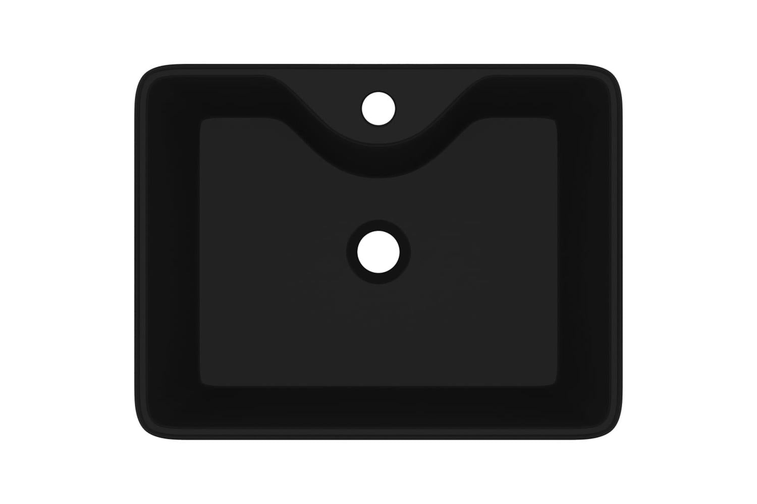 Vidaxl 141937 Ceramic Bathroom Sink Basin With Faucet Hole Black Square-4