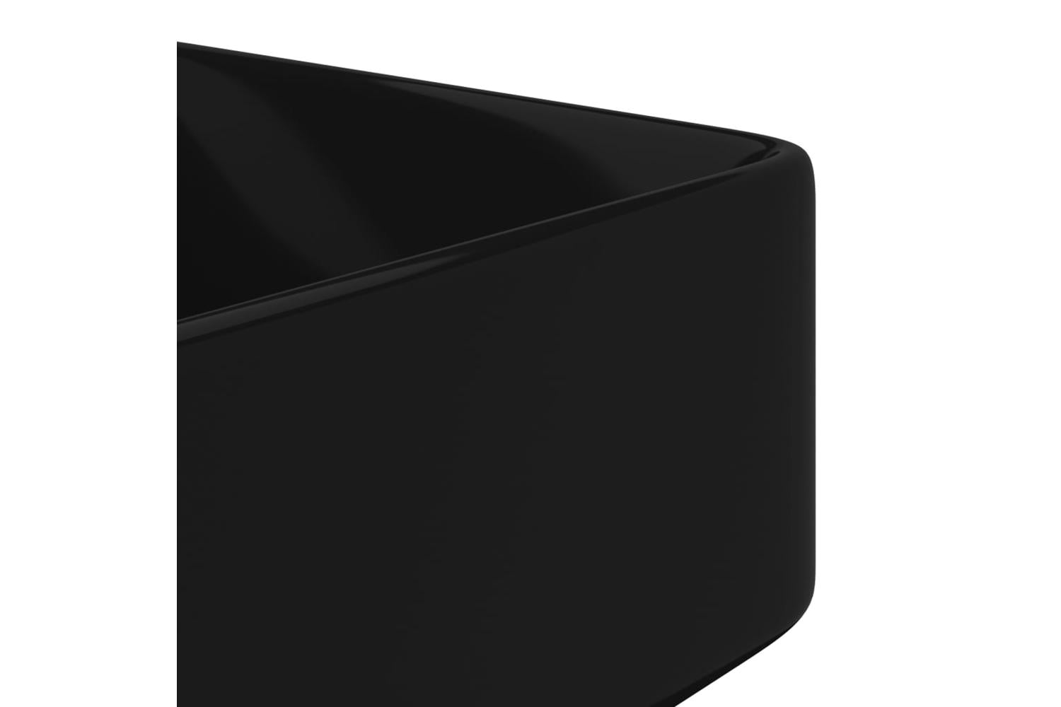 Vidaxl 141937 Ceramic Bathroom Sink Basin With Faucet Hole Black Square-5