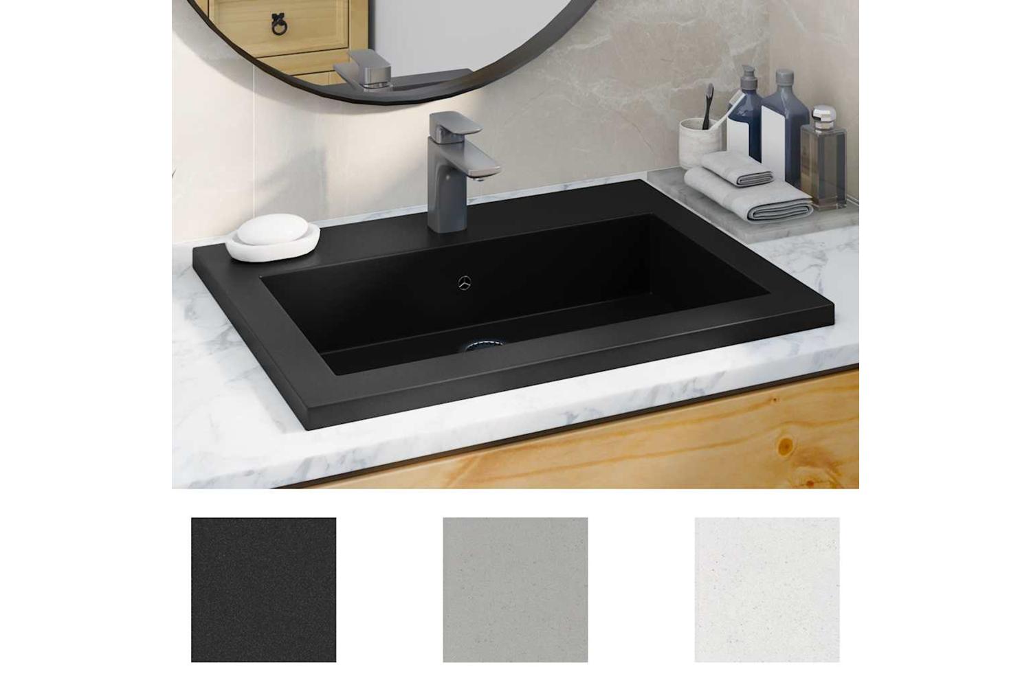vidaXL 142962 Granite Basin 600x450x120mm Black-3