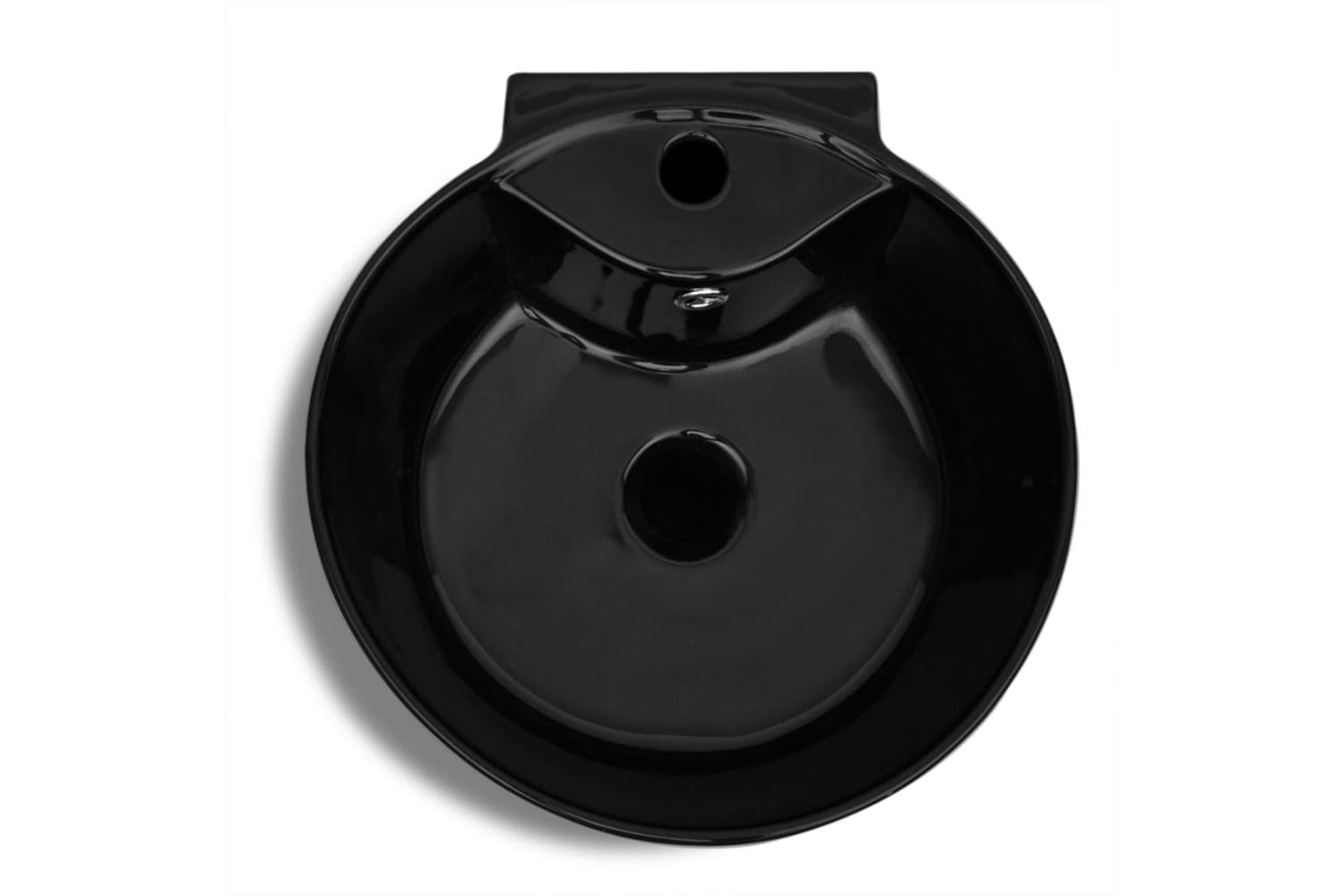 Vidaxl 141943 Ceramic Stand Bathroom Sink Basin Faucet/overflow Hole Black Round-4