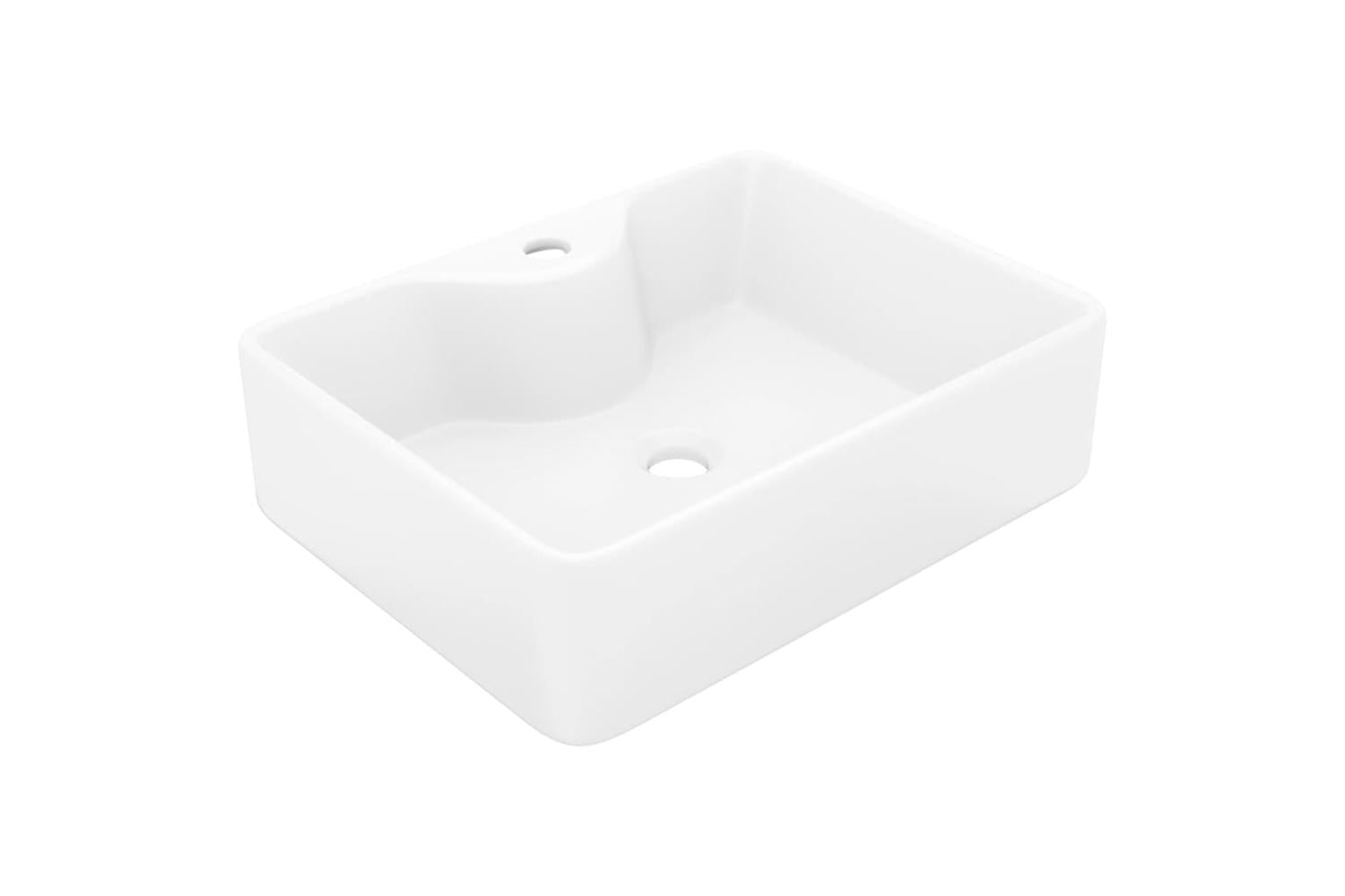 Vidaxl 141936 Ceramic Bathroom Sink Basin With Faucet Hole White Square