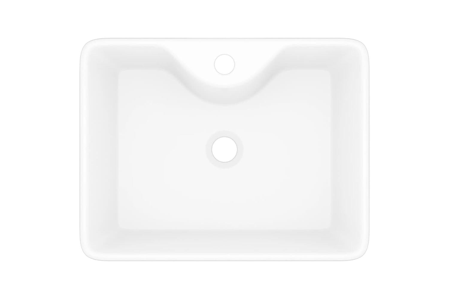 Vidaxl 141936 Ceramic Bathroom Sink Basin With Faucet Hole White Square-4