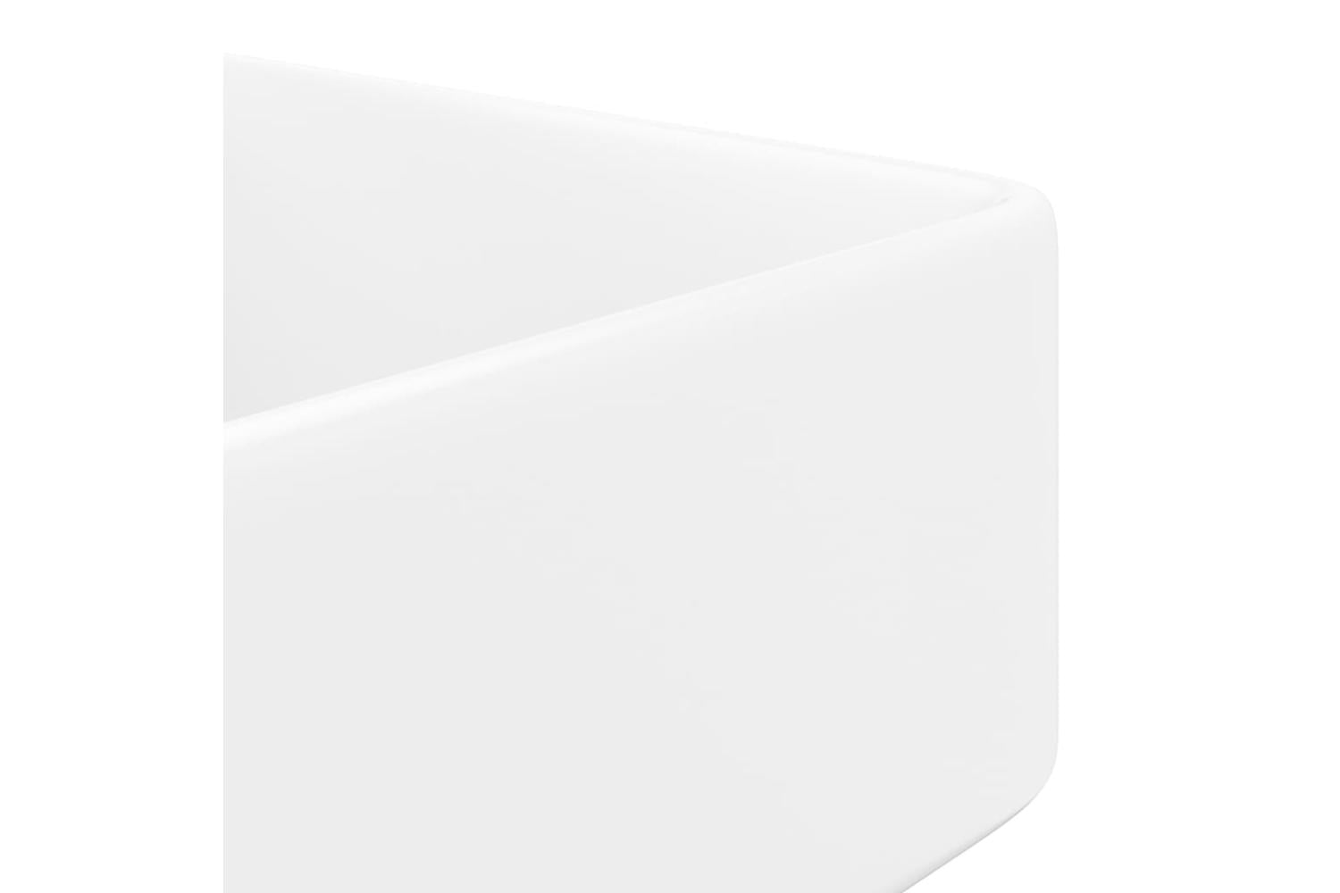 Vidaxl 141936 Ceramic Bathroom Sink Basin With Faucet Hole White Square-5