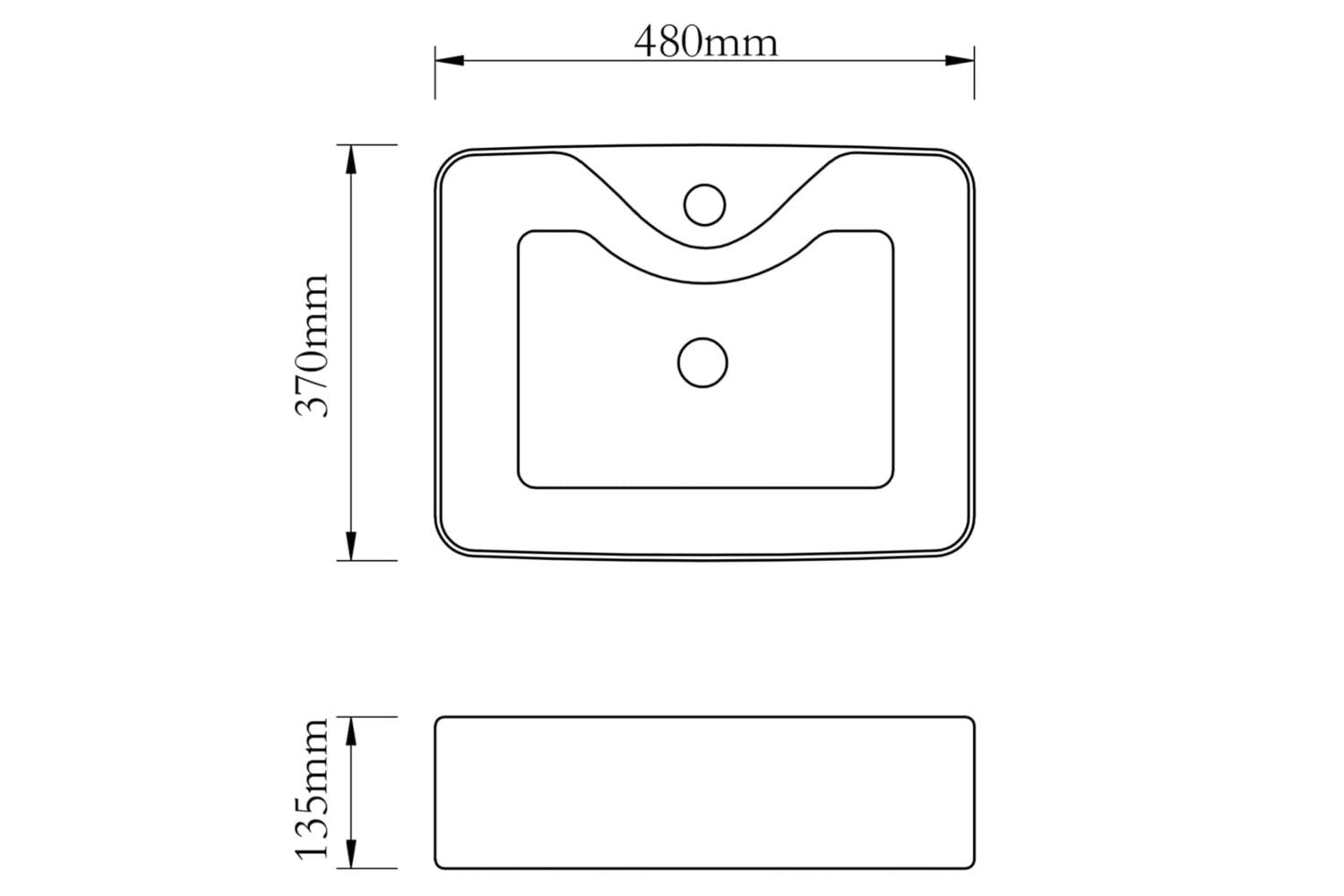 Vidaxl 141936 Ceramic Bathroom Sink Basin With Faucet Hole White Square-7