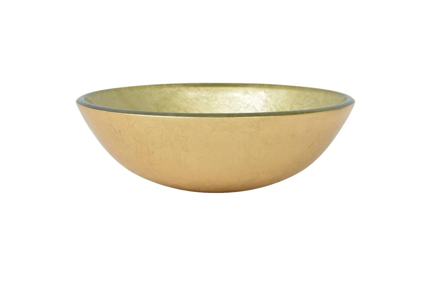 Vidaxl 3098463 Bathroom Sink With Tap And Push Drain Gold Tempered Glass-7