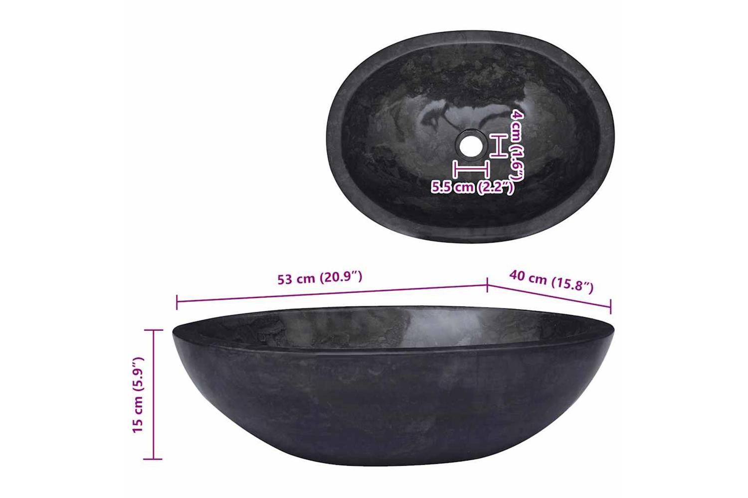 Vidaxl Sink Black 53x40x15 Cm Marble-8