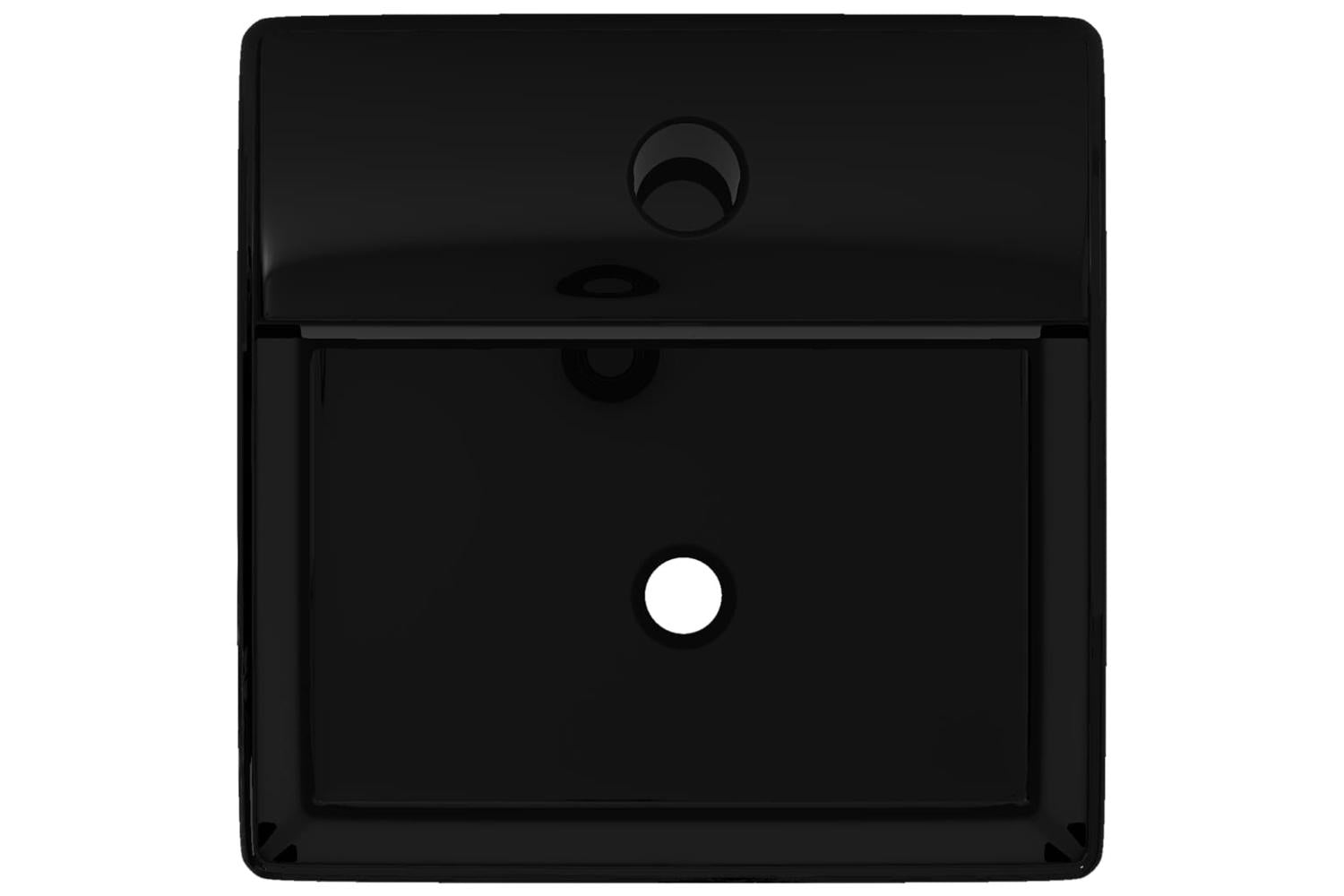 Vidaxl 141941 Ceramic Bathroom Sink Basin With Faucet Hole Black Square-3
