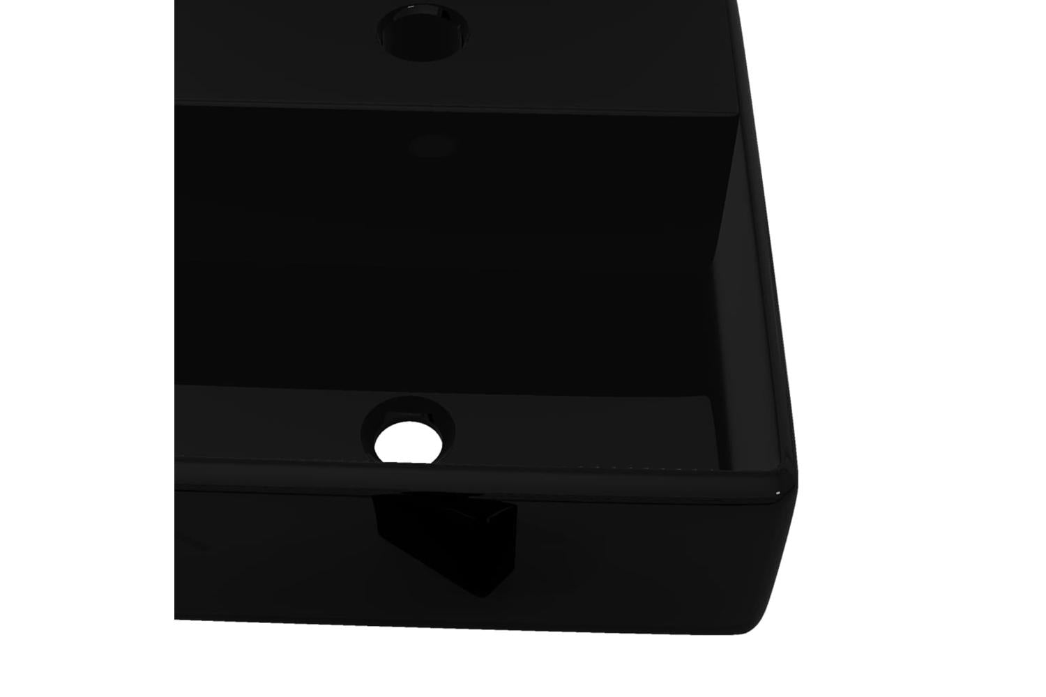 Vidaxl 141941 Ceramic Bathroom Sink Basin With Faucet Hole Black Square-4