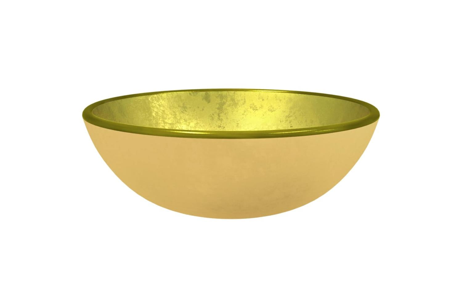 vidaXL 345258 Basin Tempered Glass 35x12cm Gold-2