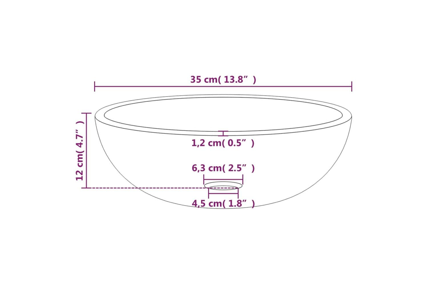 vidaXL 345258 Basin Tempered Glass 35x12cm Gold-5