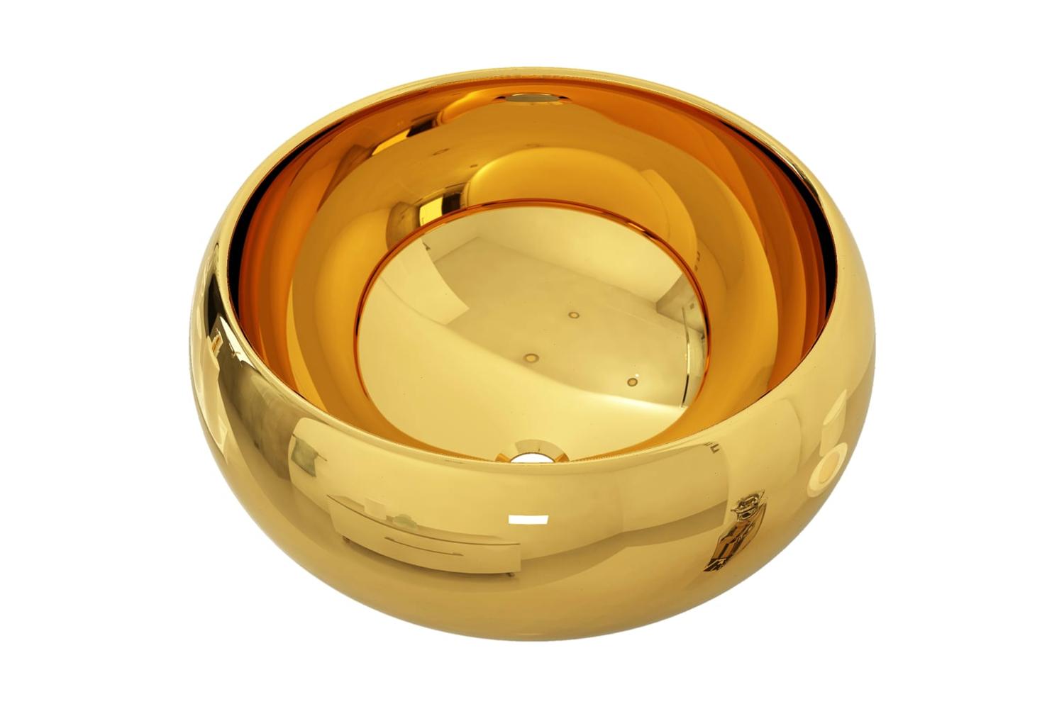vidaXL 143498 Wash Basin 40x15cm Ceramic Gold-2