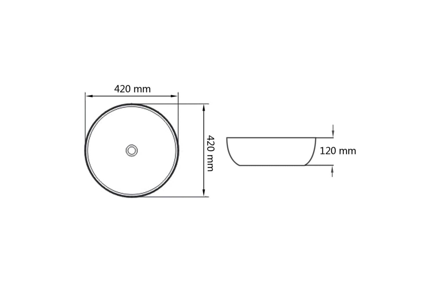 vidaXL 142341 Basin Round Ceramic White 42x12cm-5