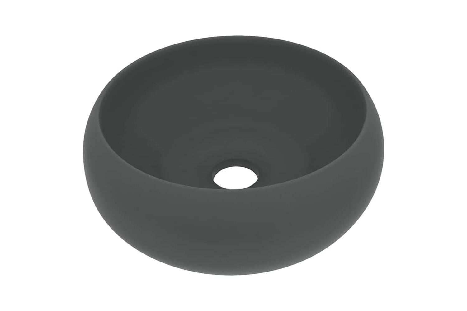 vidaXL 147005 Luxury Wash Basin Round Matt Dark Grey 40x15cm Ceramic-2