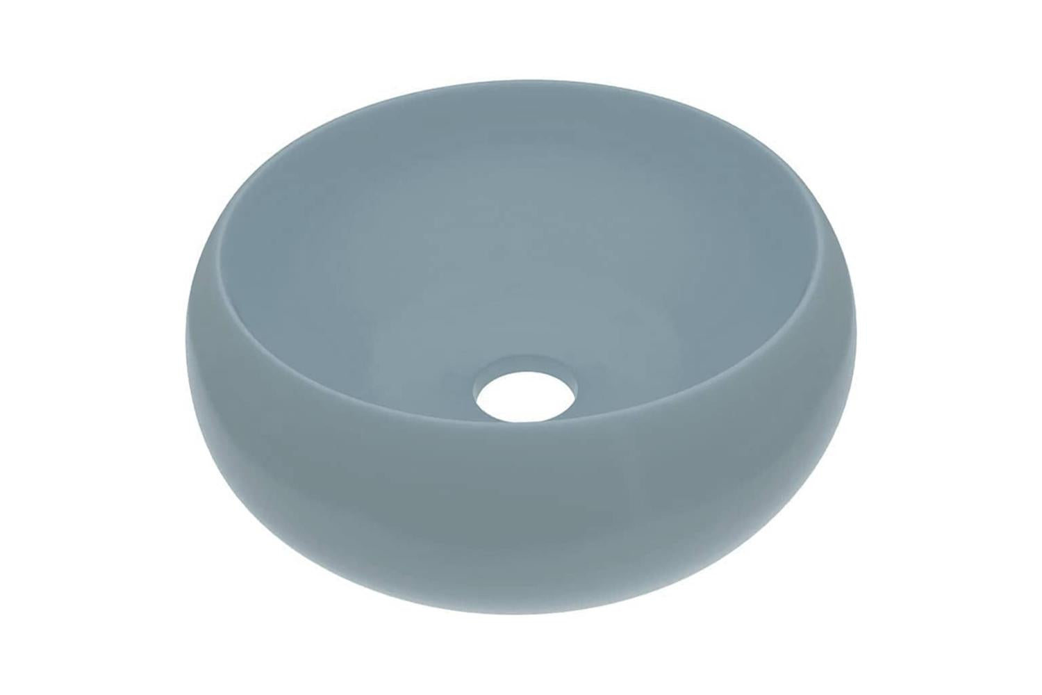 vidaXL 147000 Luxury Wash Basin Round Matt Light Blue 40x15cm Ceramic-2