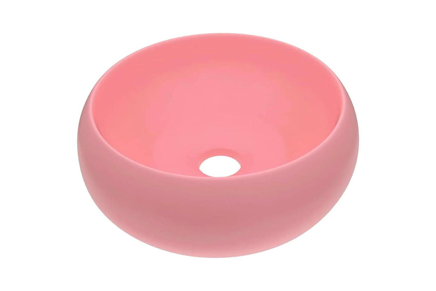vidaXL 146999 Luxury Wash Basin Round Matt Pink 40x15cm Ceramic-2