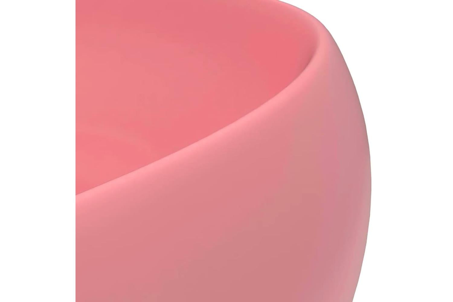 vidaXL 146999 Luxury Wash Basin Round Matt Pink 40x15cm Ceramic-5