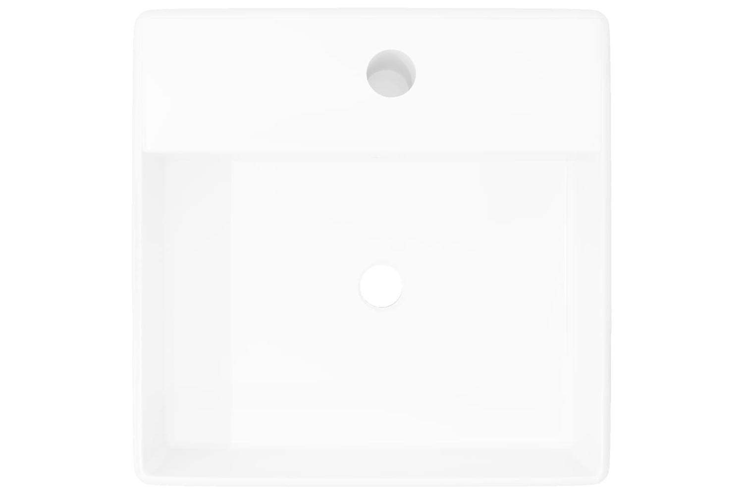vidaXL 140684 Ceramic Basin Square With Overflow And Faucet Hole 41 X 41cm-3