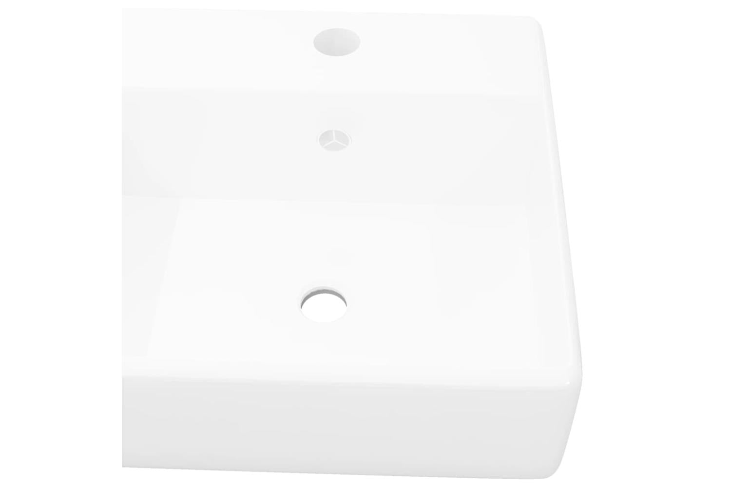 vidaXL 140684 Ceramic Basin Square With Overflow And Faucet Hole 41 X 41cm-4