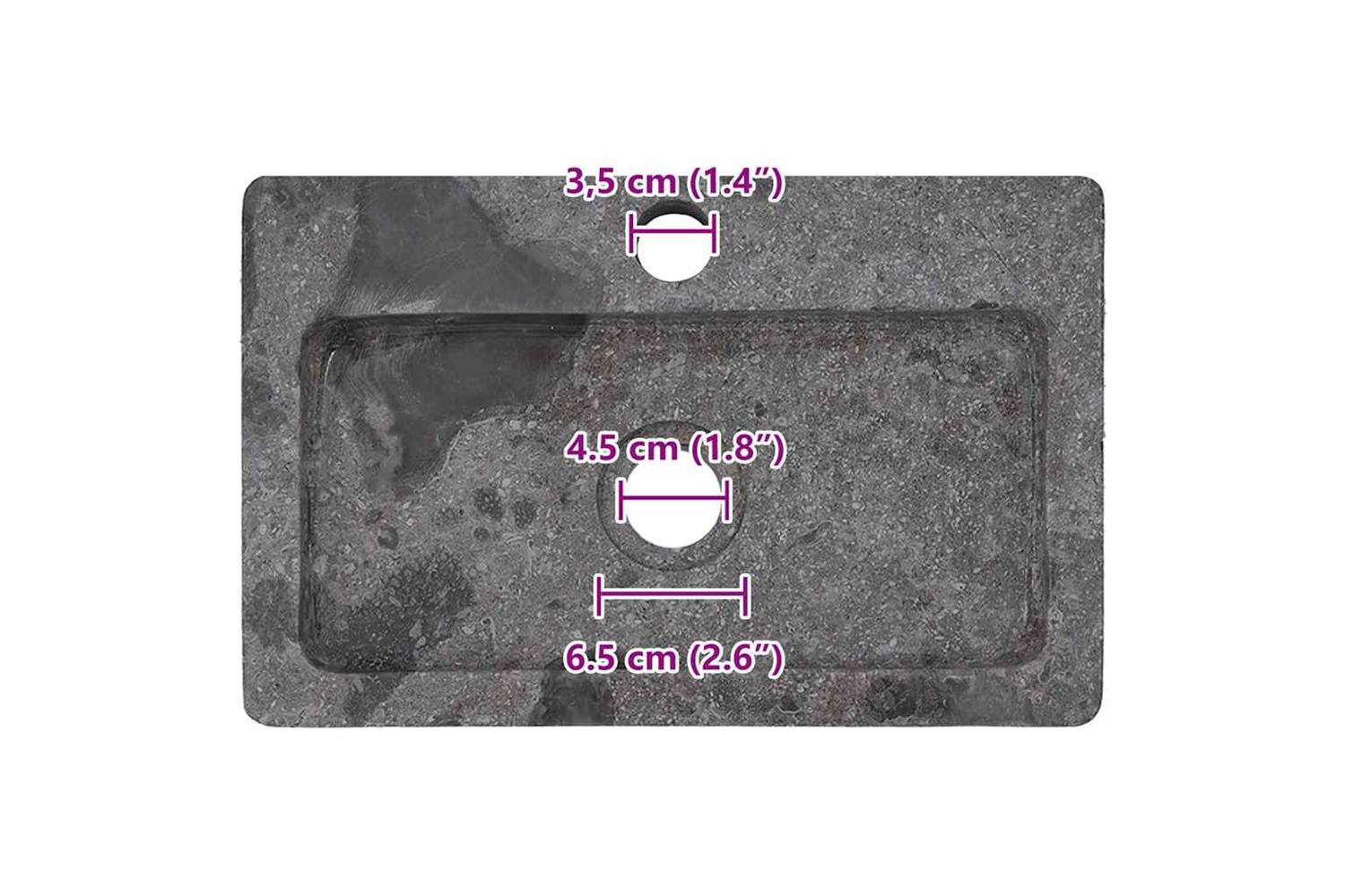 Vidaxl Sink Grey 38x24x6.5 Cm Marble-7