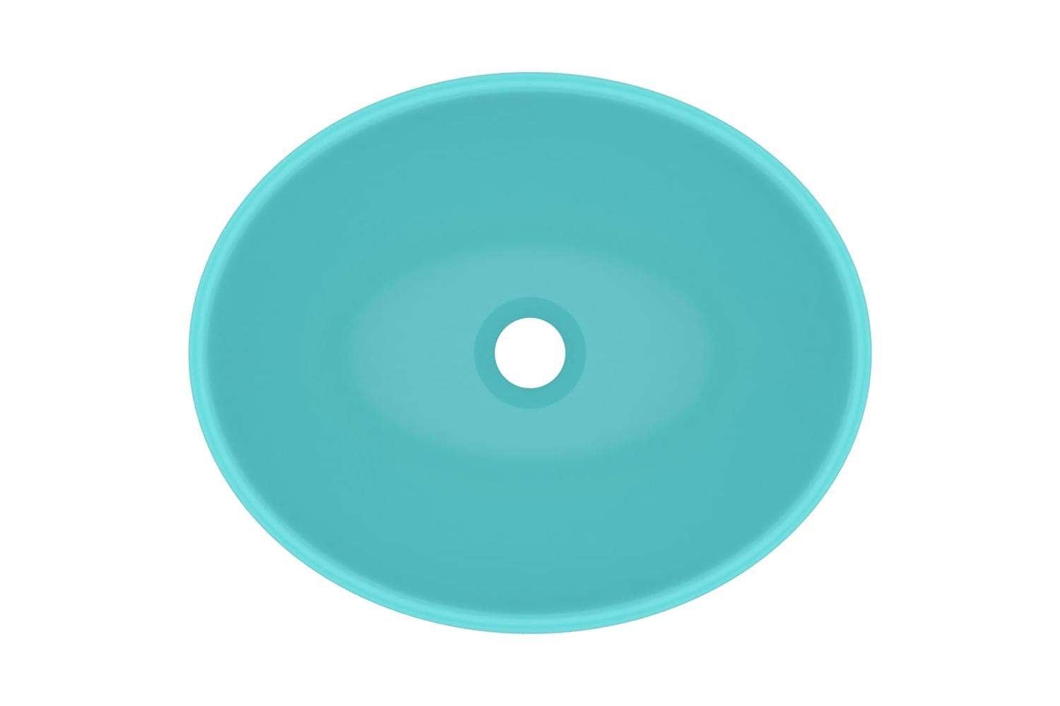 vidaXL 146925 Luxury Basin Oval-shaped Matt Light Green 40x33cm Ceramic-4