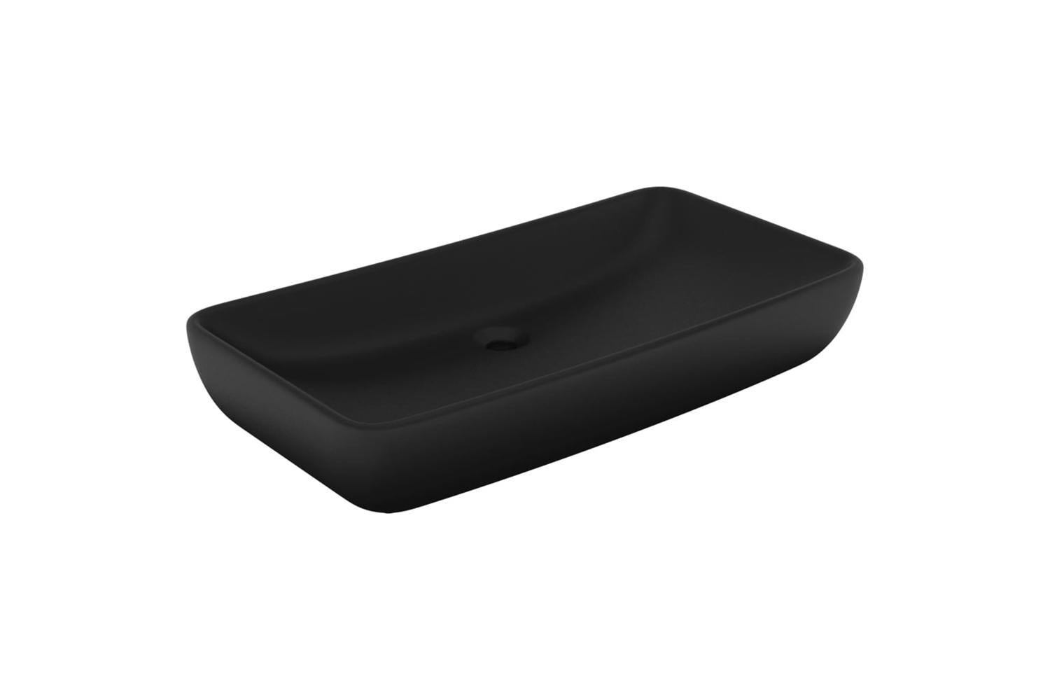 vidaXL 146964 Luxury Basin Rectangular Matt Black 71x38cm Ceramic-2