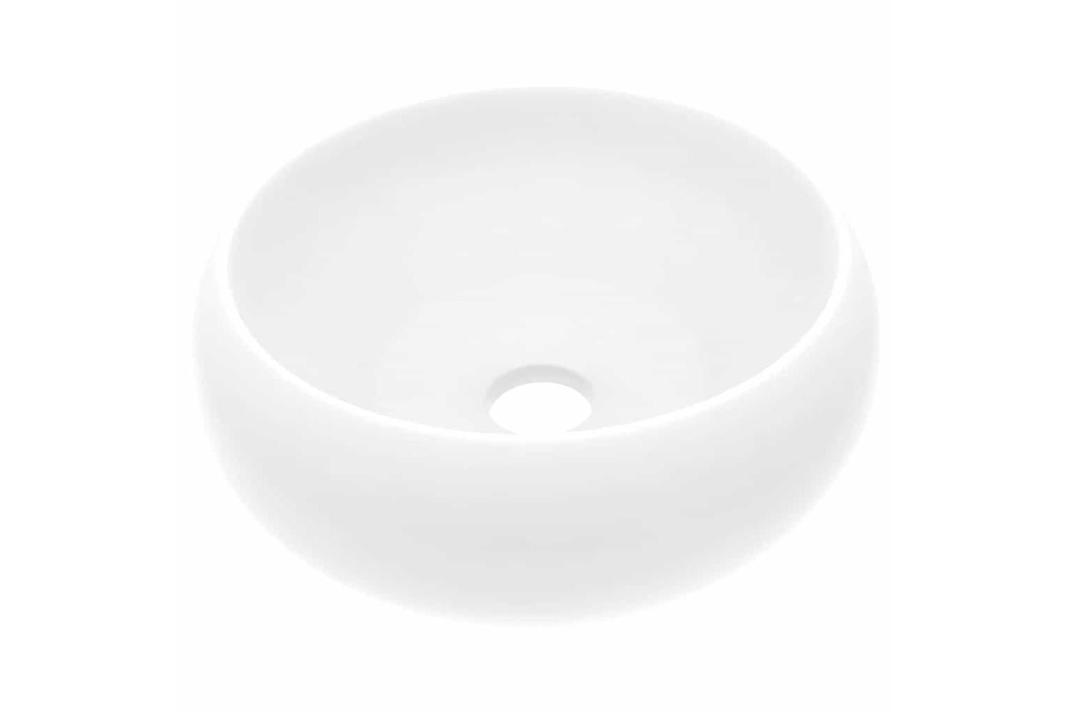 vidaXL 146998 Luxury Wash Basin Round Matt White 40x15cm Ceramic-2